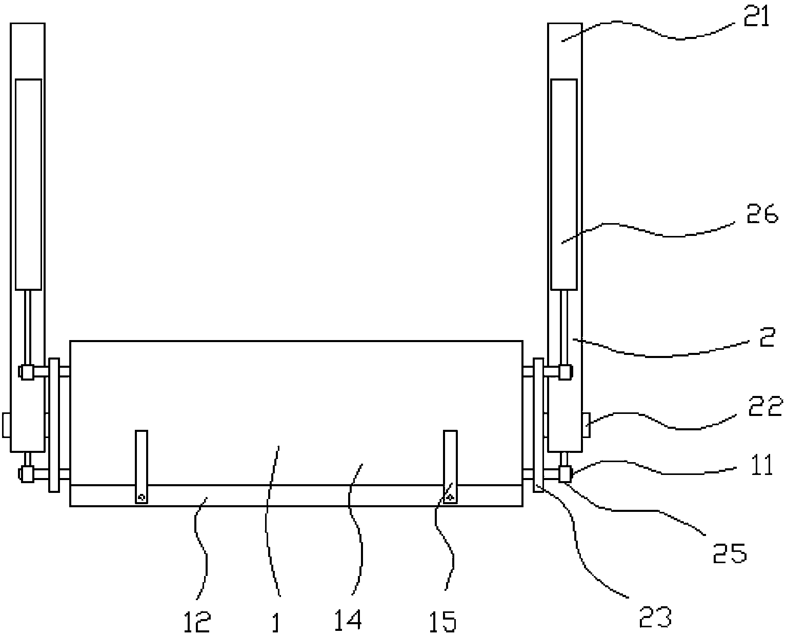 Turnover device for lime-cement solidification box