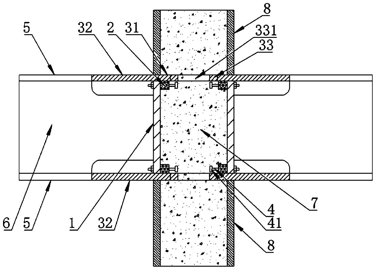 Through diaphragm type joint assembly, through diaphragm type beam column joint and building