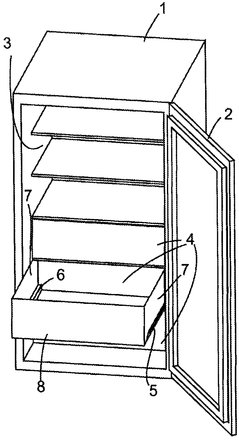 Refrigeration device having telescopic pull-out element