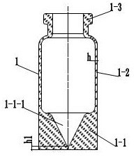 Thick-bottom glass injection bottle with conical groove and manufacturing method of thick-bottom glass injection bottle