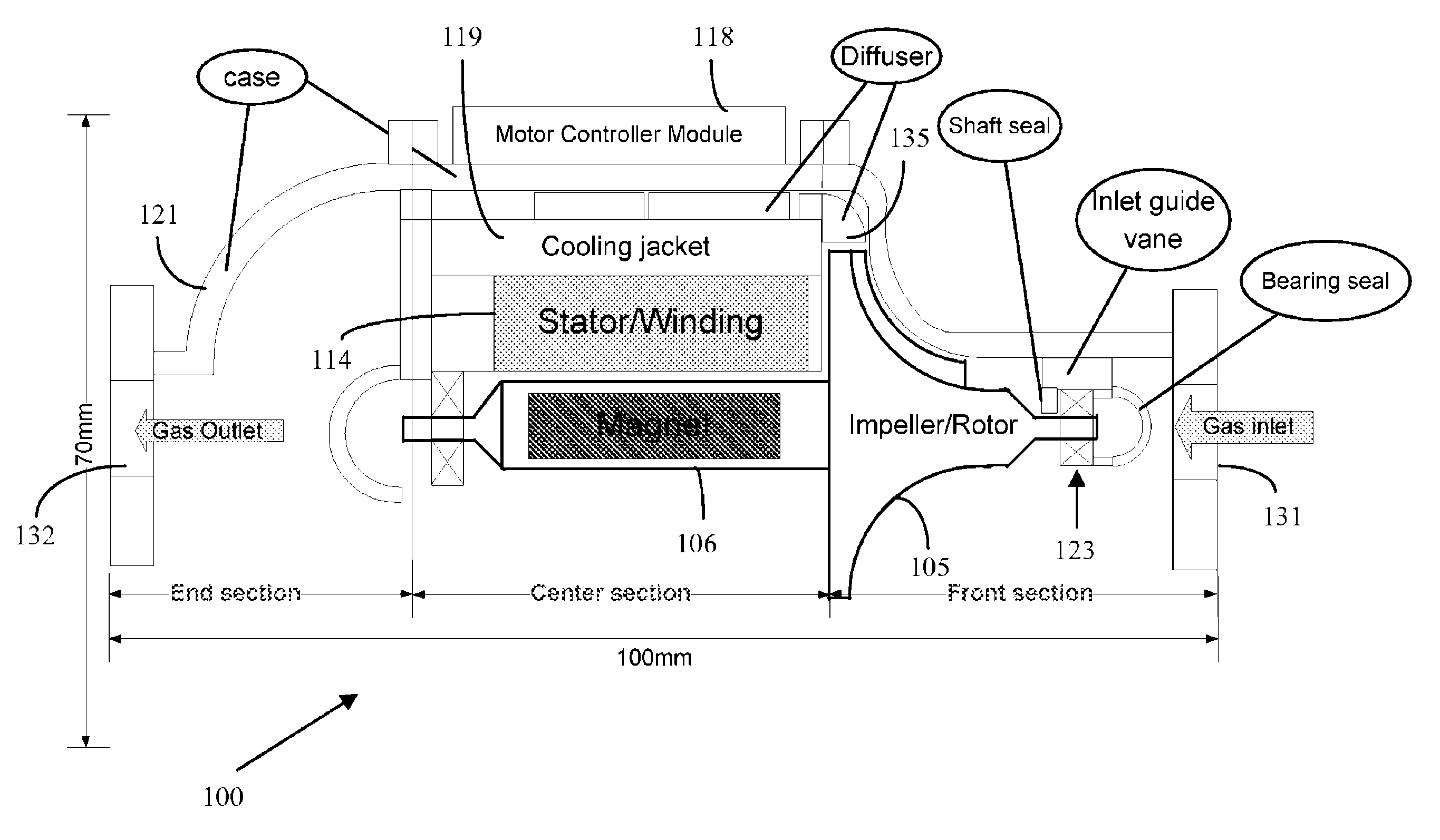 Miniature high speed compressor having embedded permanent magnet motor