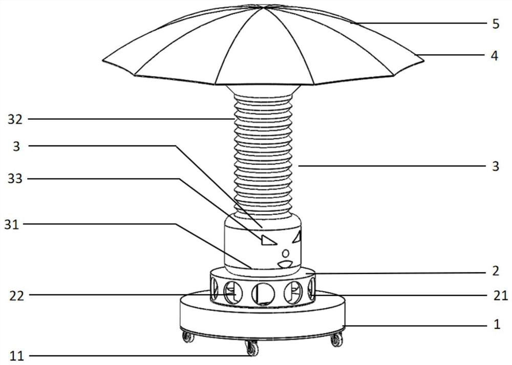 Mobile robot with breathing belt to disinfect new coronavirus in public space