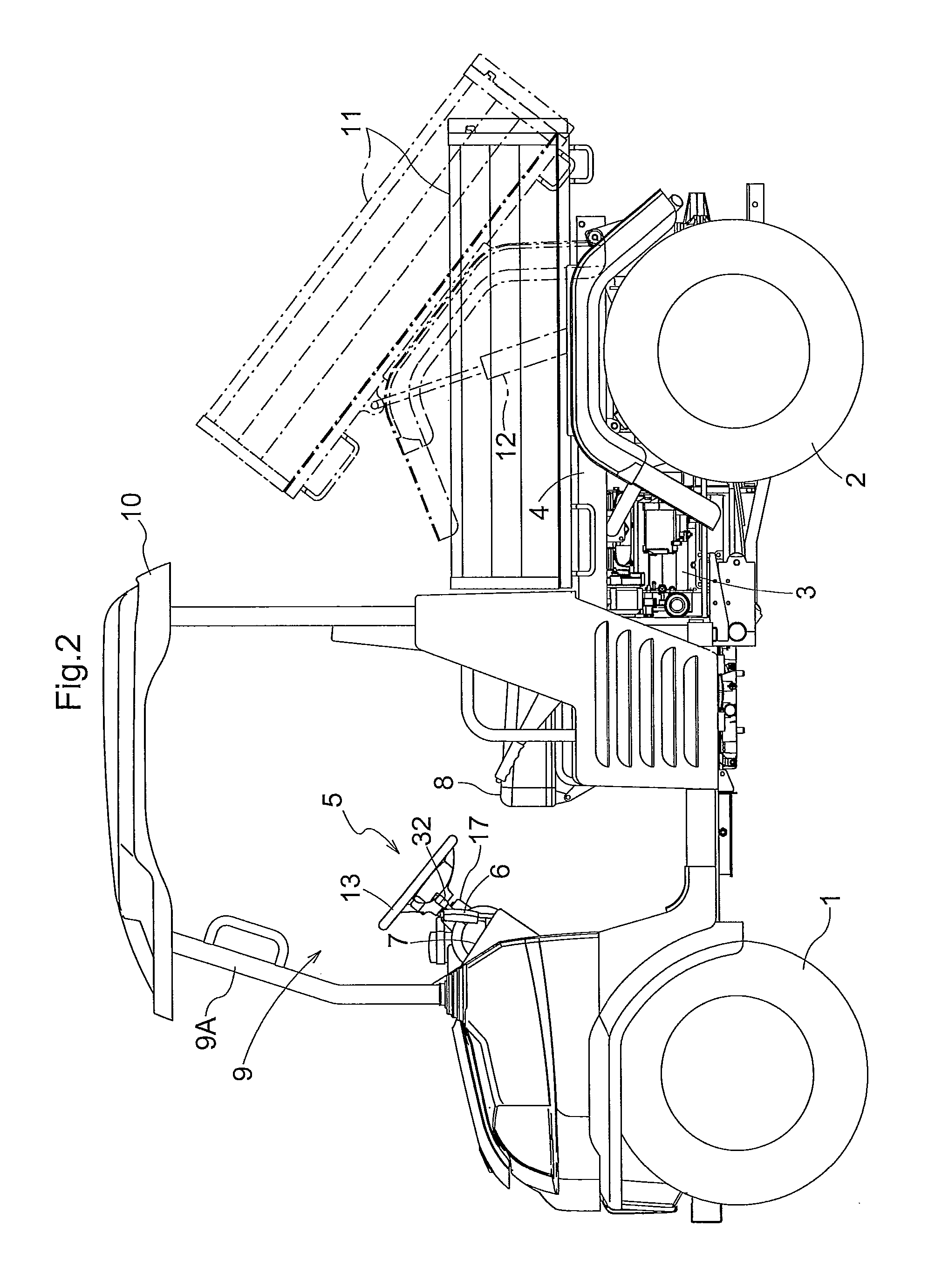 Tiltable steering wheel apparatus for work vehicle