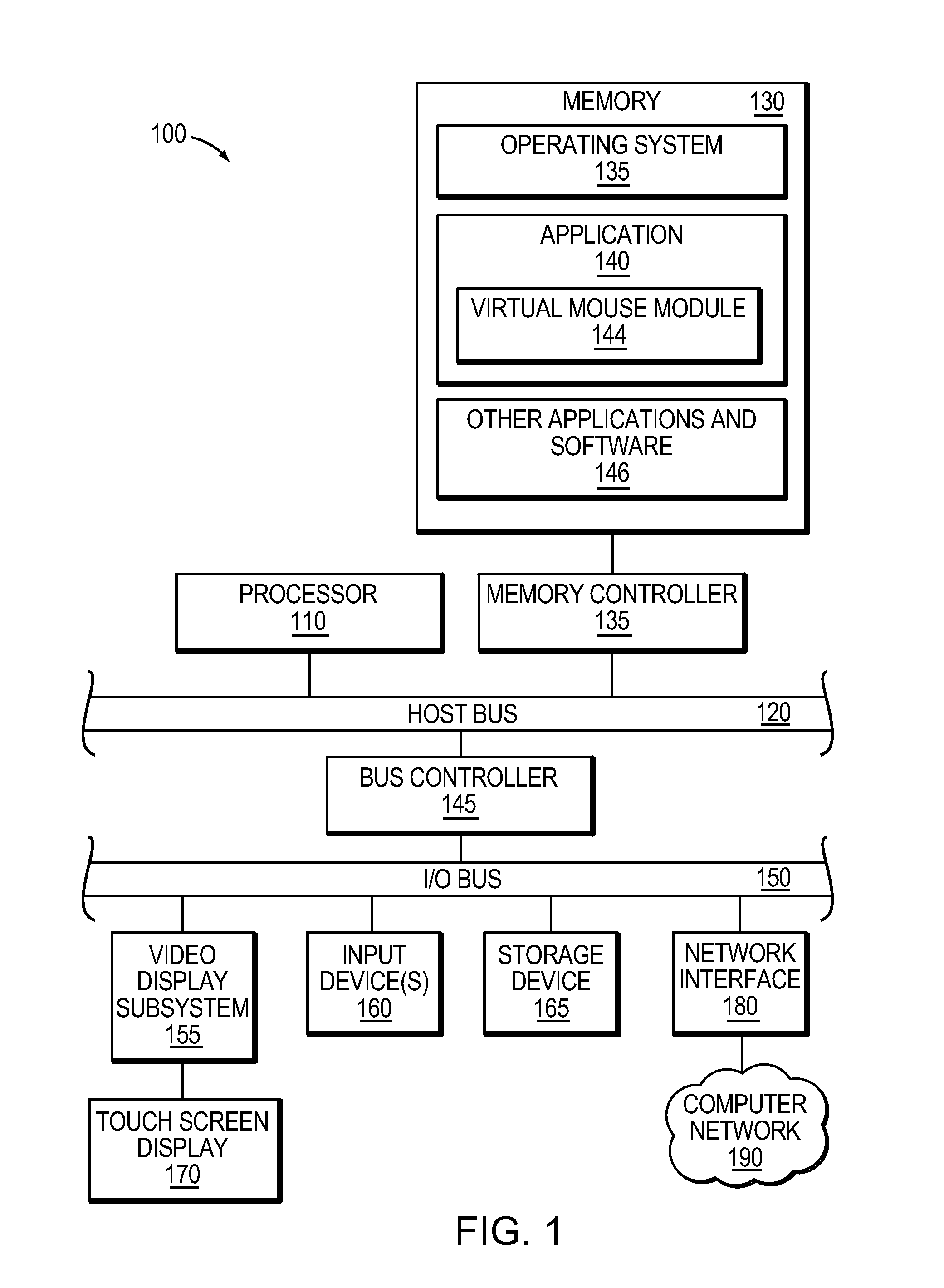 Virtual mouse for a touch screen device