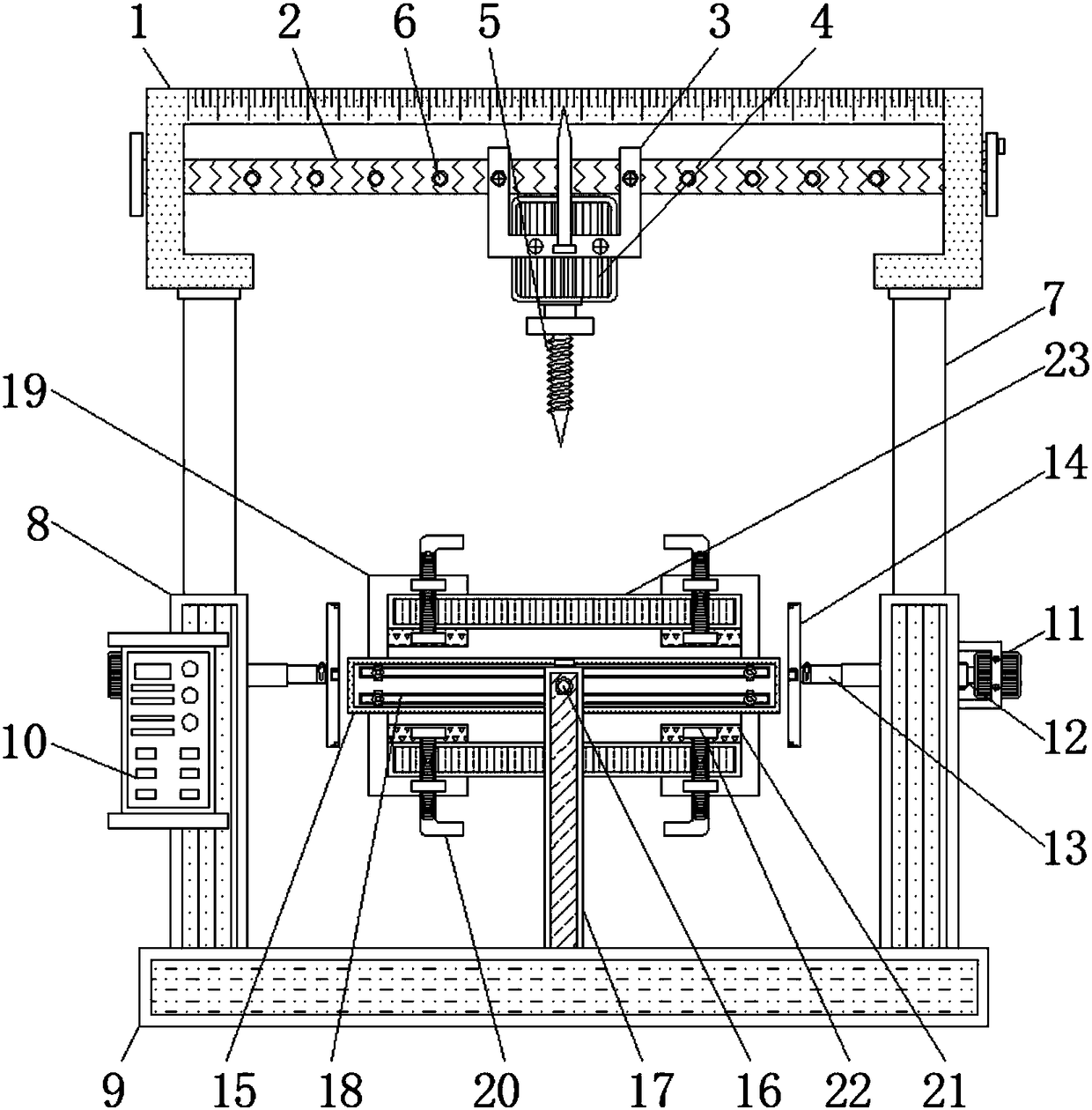 Drilling and grinding integrated machine for panel machining