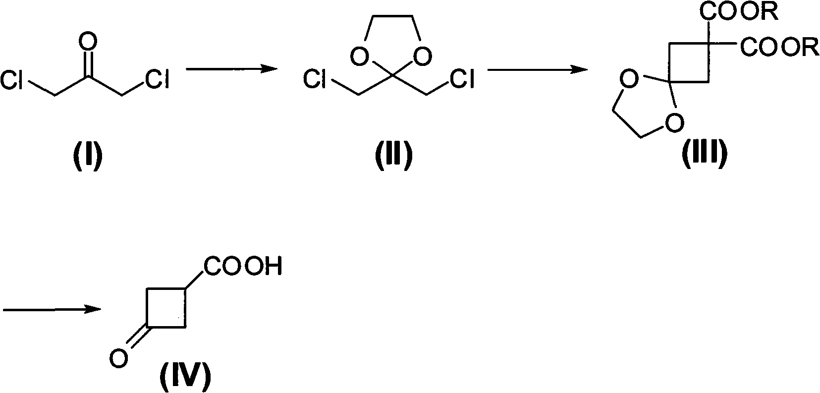 Preparing method of 3-oxo-1-cyclobutane-carboxylic acid