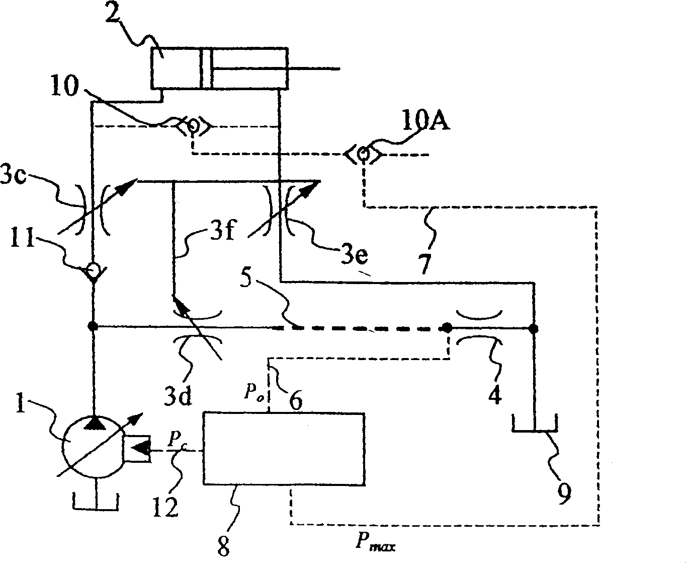 Load sensing hydraulic system for controlling six-way multiple unit valve