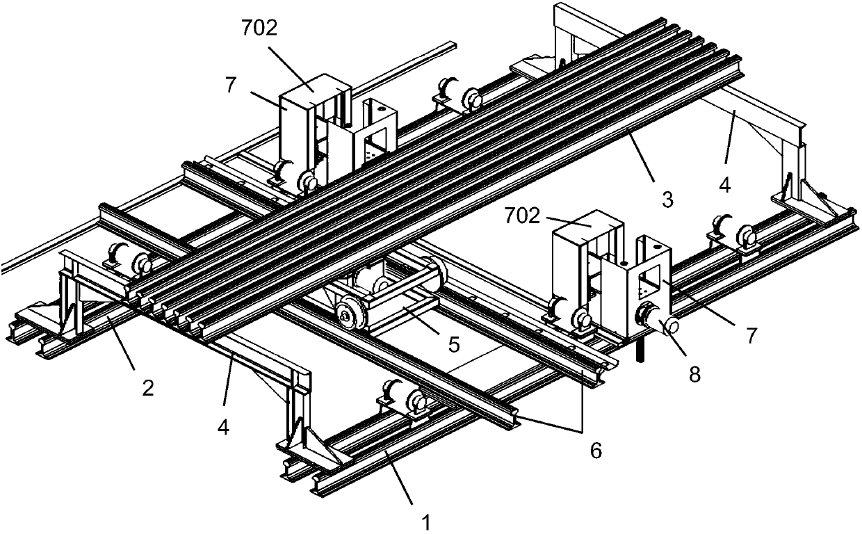 Steel rail translation system and steel rail translation method for case of small distance between steel rail conveying line and ground