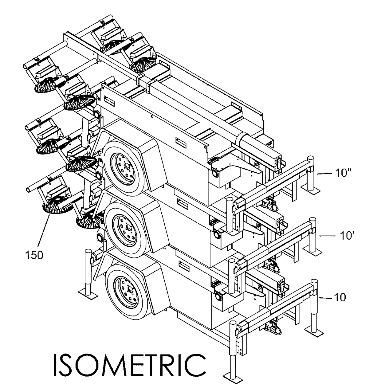 Stackable horizontal mast assembly