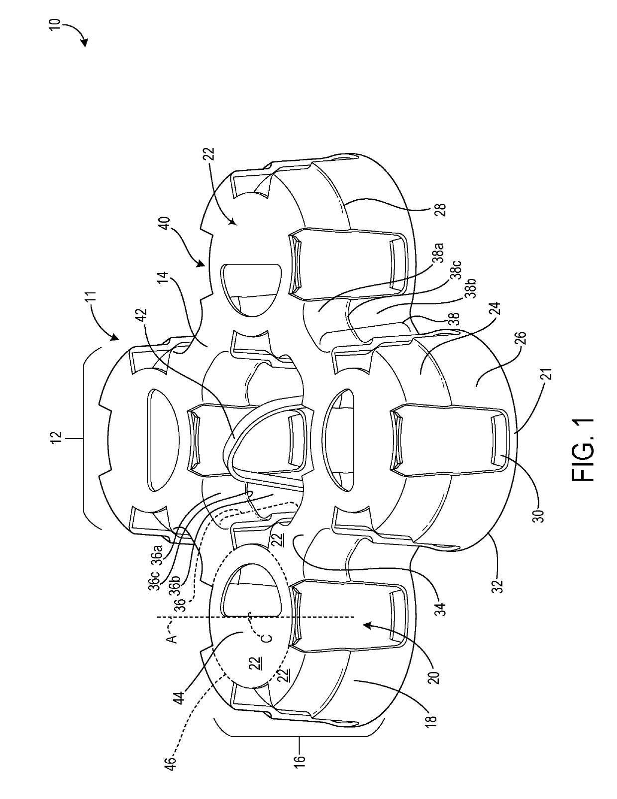 Container carrier with flexible flange