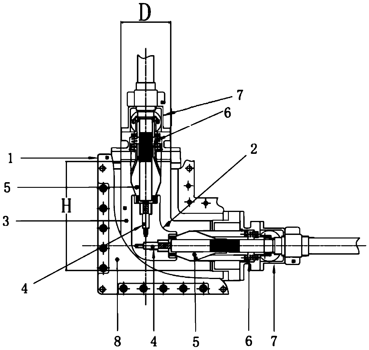 High-voltage cable L type connector for motor train unit