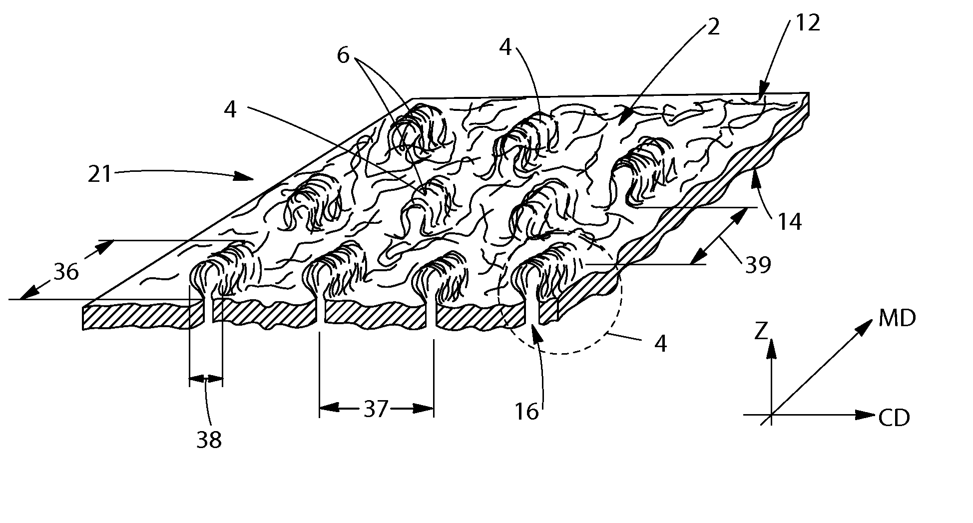 Structured fibrous web