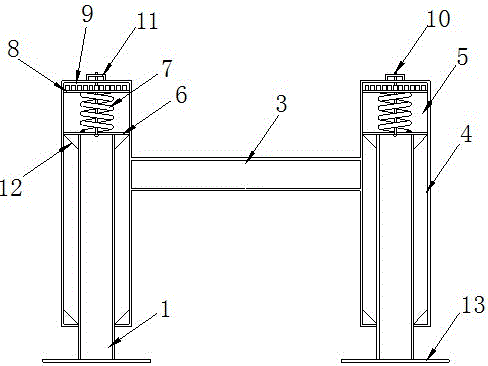 Spring damping vibration attenuation pipeline support with adjustable prestress