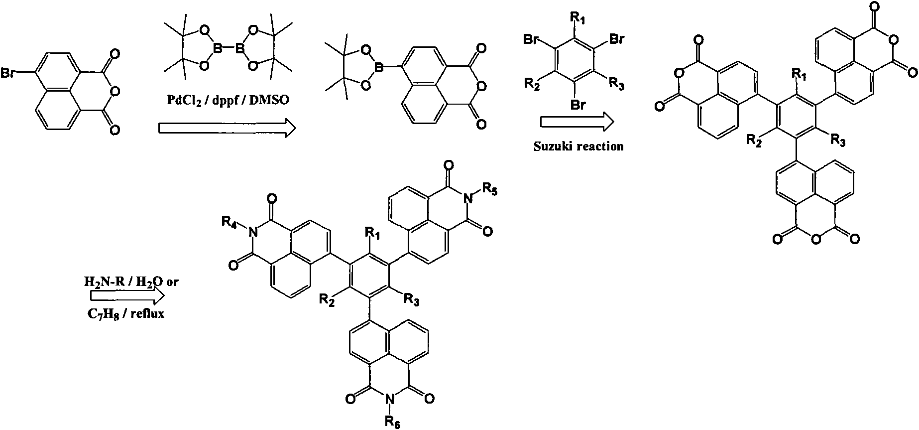 Benzene-naphthalene diimide derivative, preparation method and its application