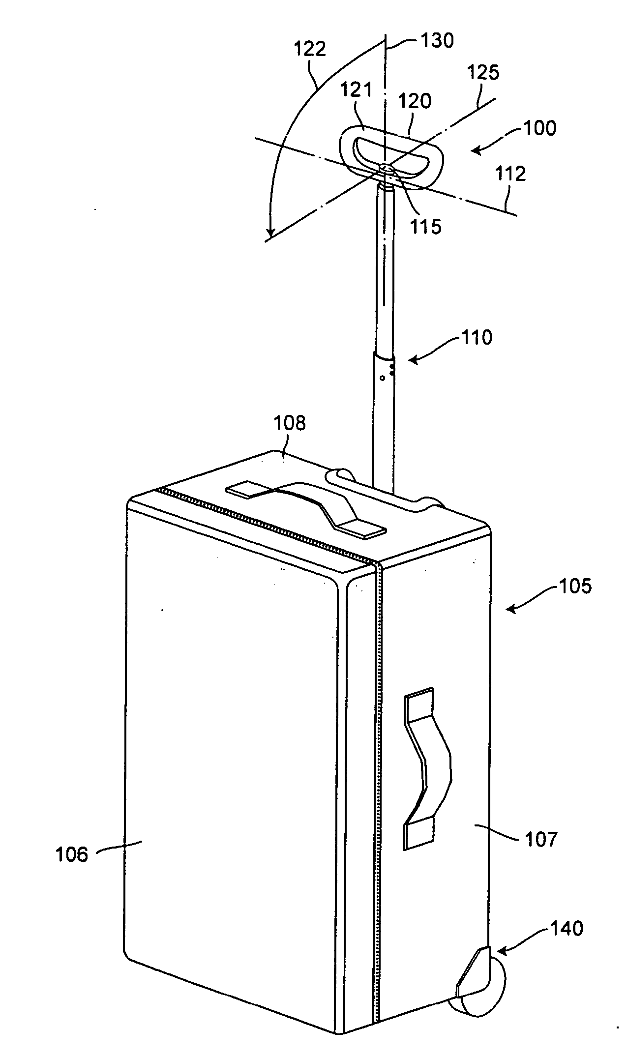 Luggage handle system with pivot grip