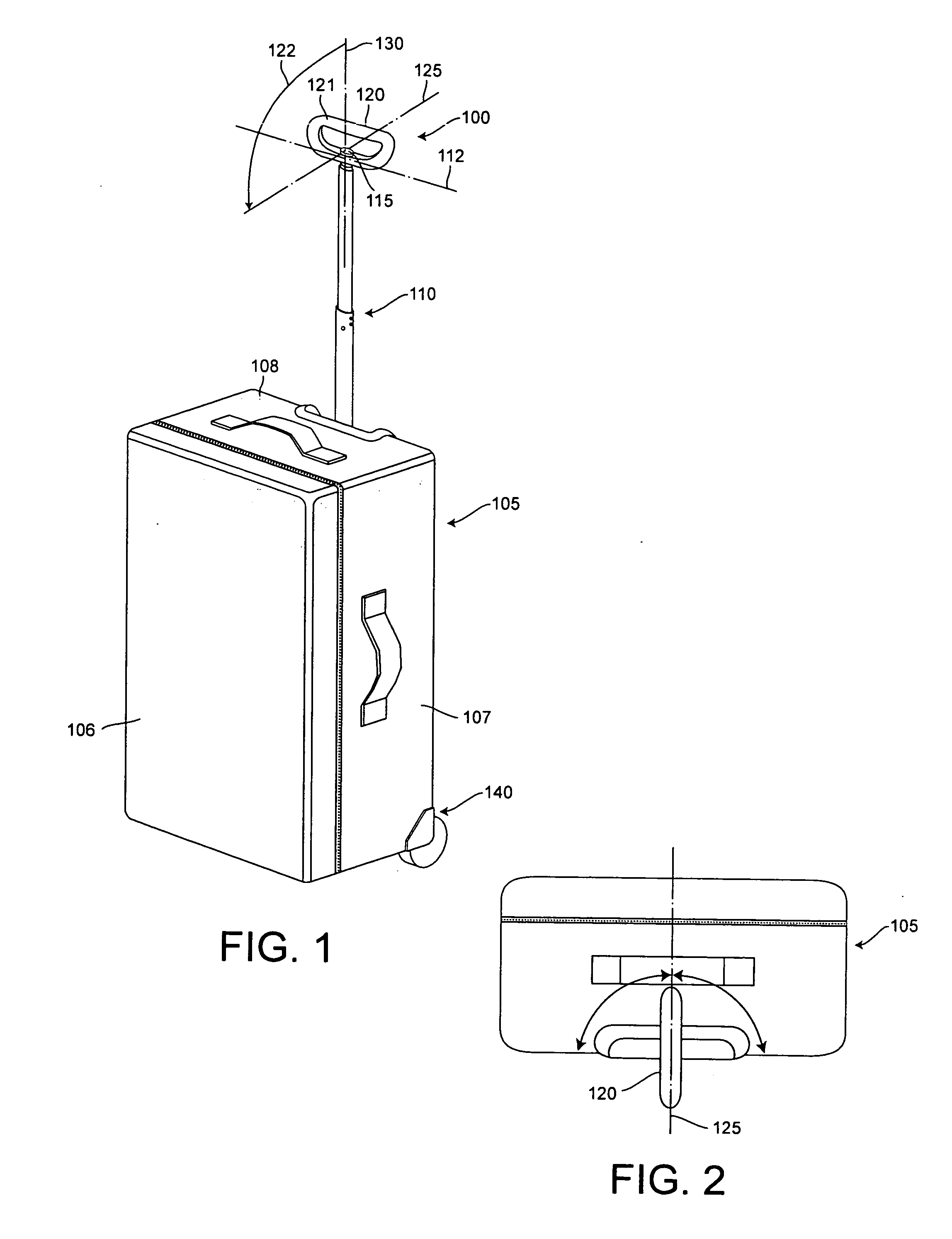 Luggage handle system with pivot grip