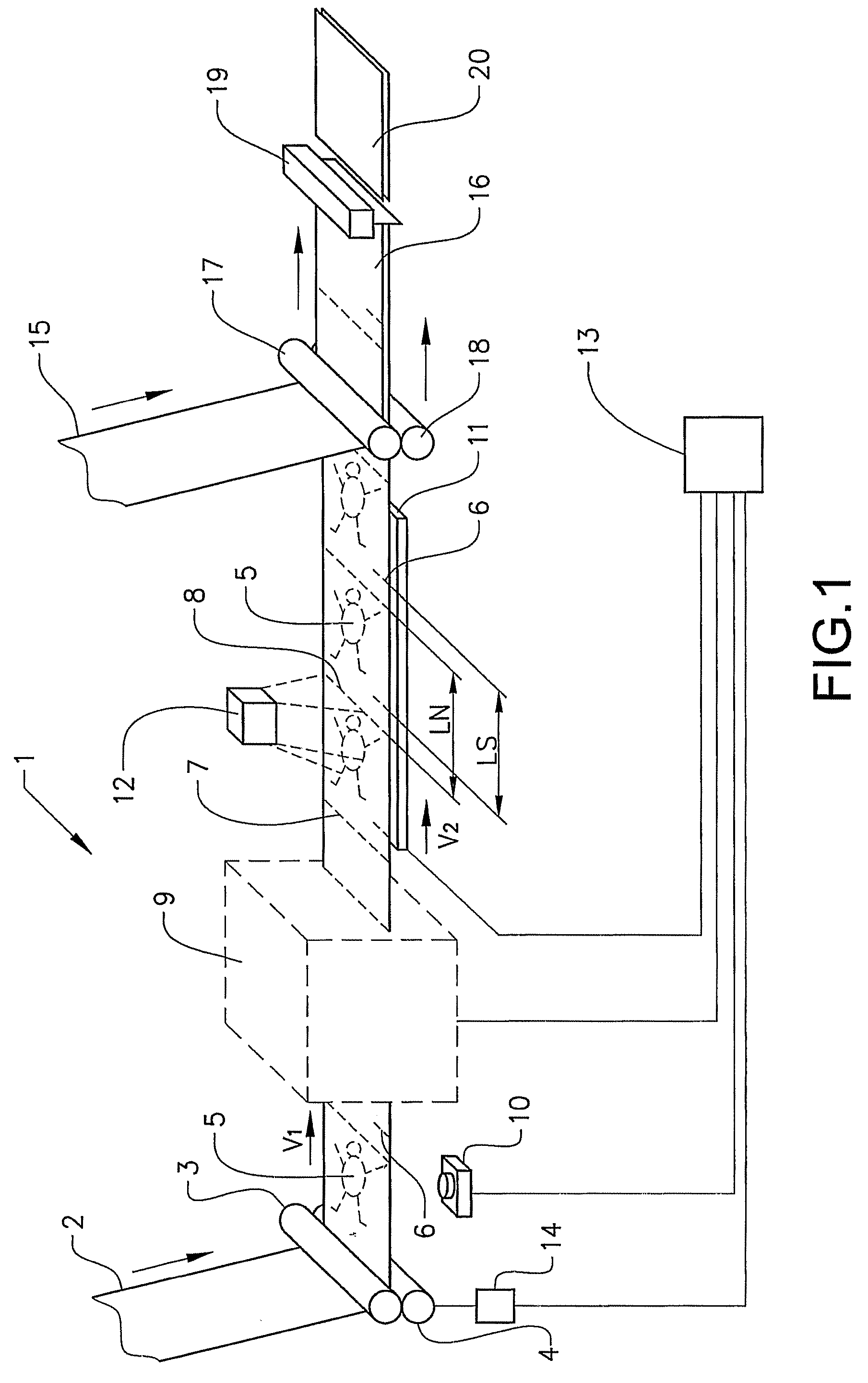 Method and arrangement for detection of a synchronizing mark being used in synchronized positioning of at least one essentially continuous material web