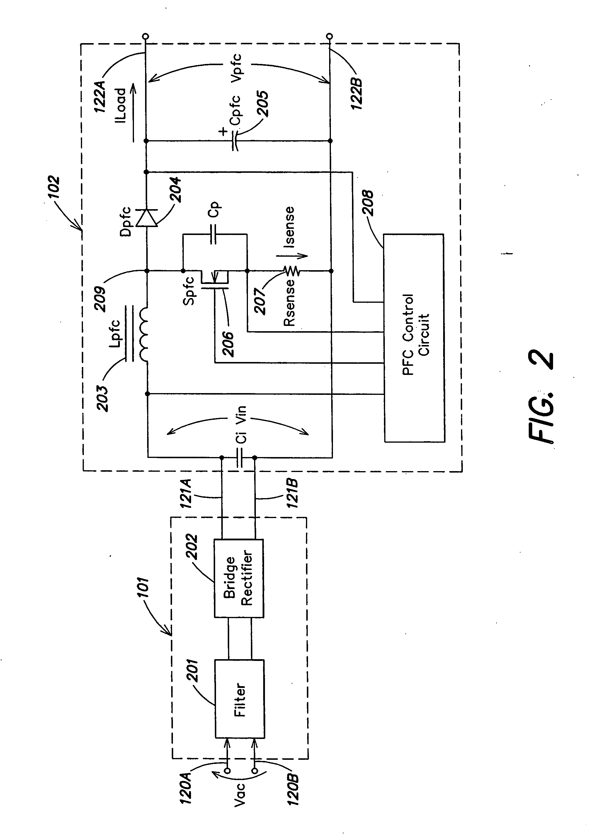 Switching type power converter circuit and method for use therein