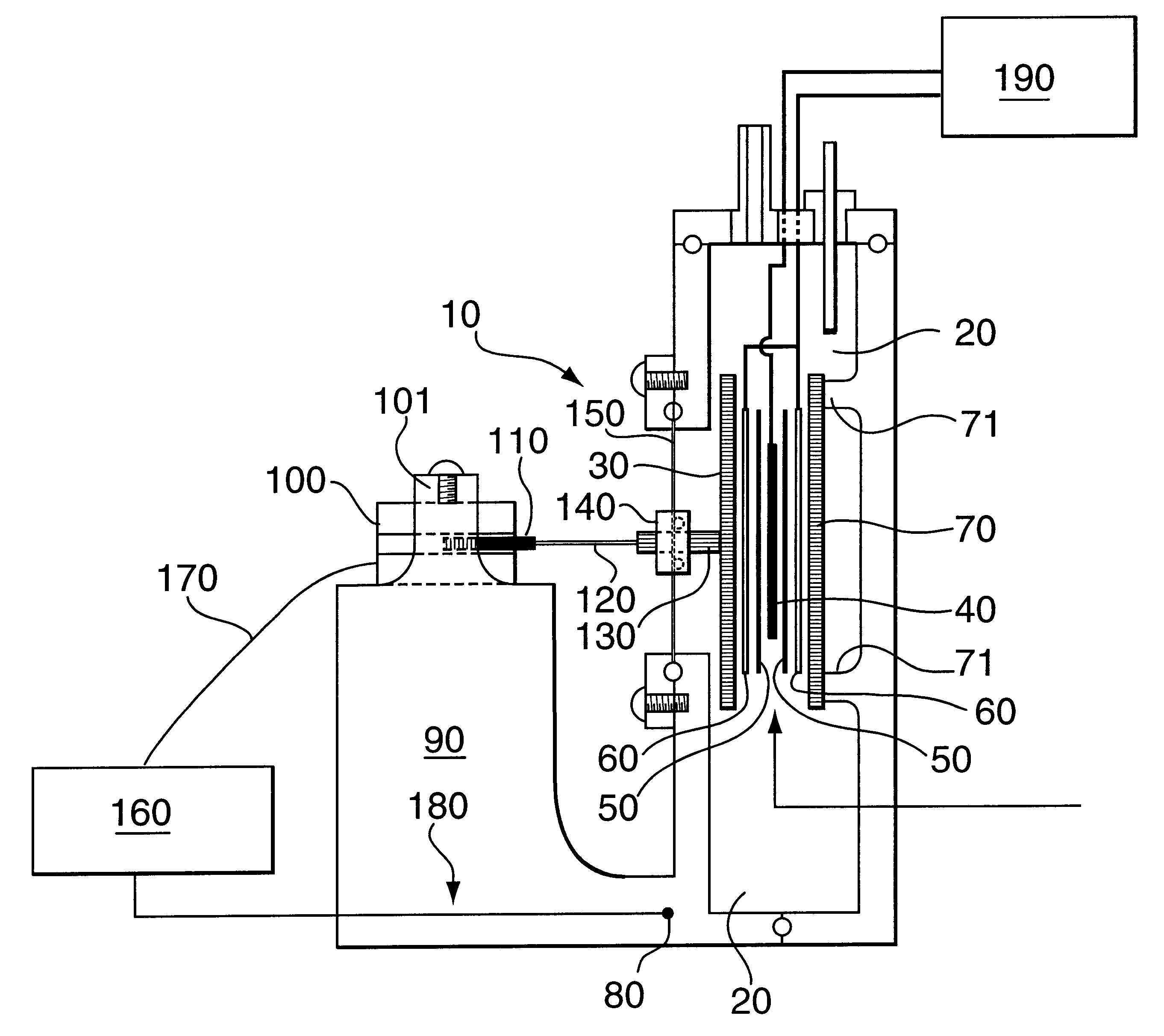 Rechargeable battery electrode testing device