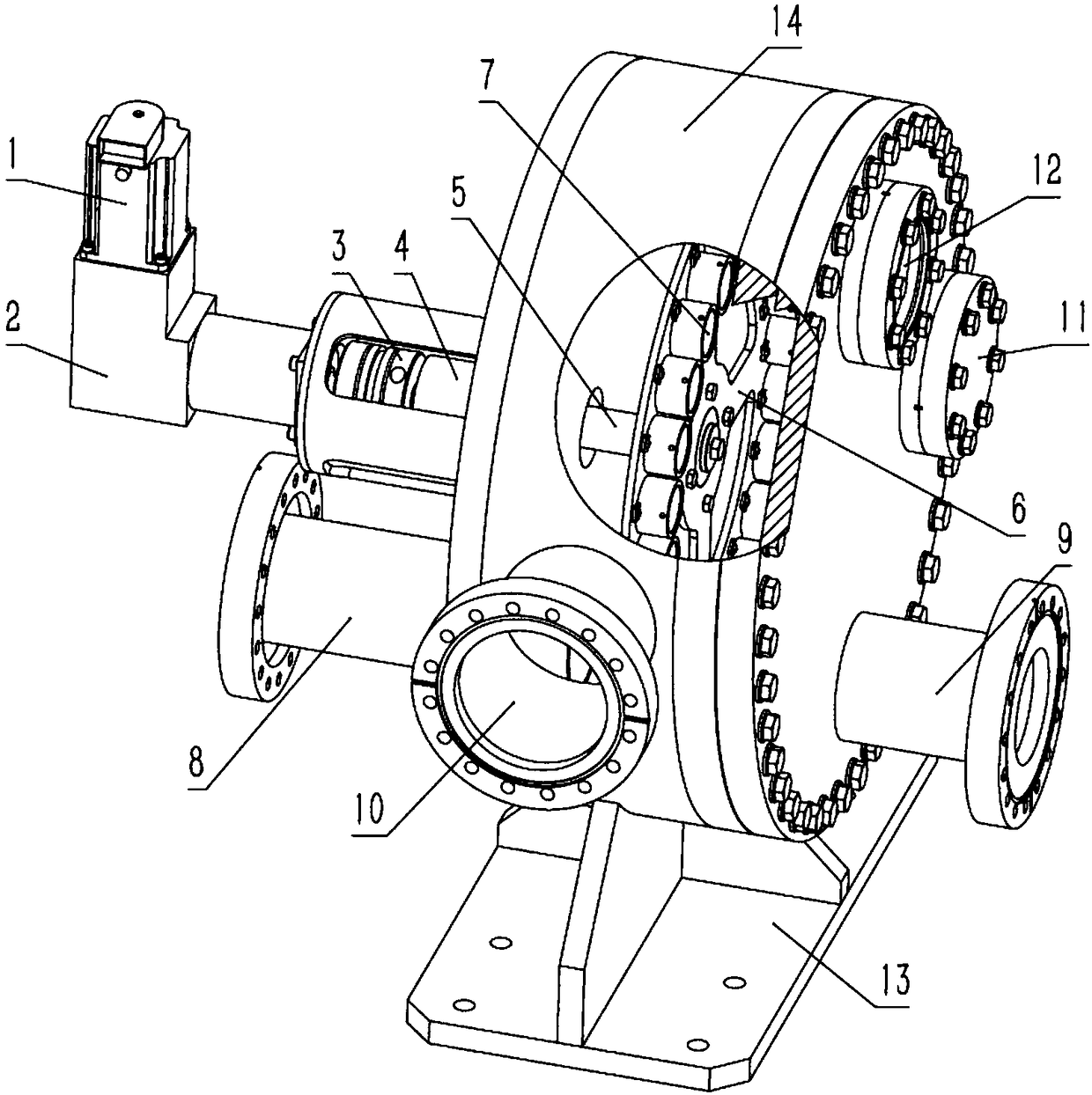 Wheel axle type particle accelerator energy reducing device and energy reducing method in vacuum