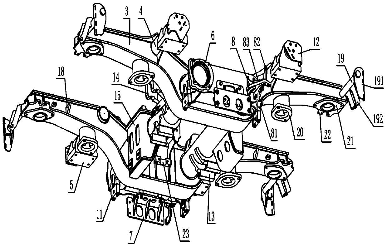 Bogie frame with built-in axle box for wide-gauge subway vehicles