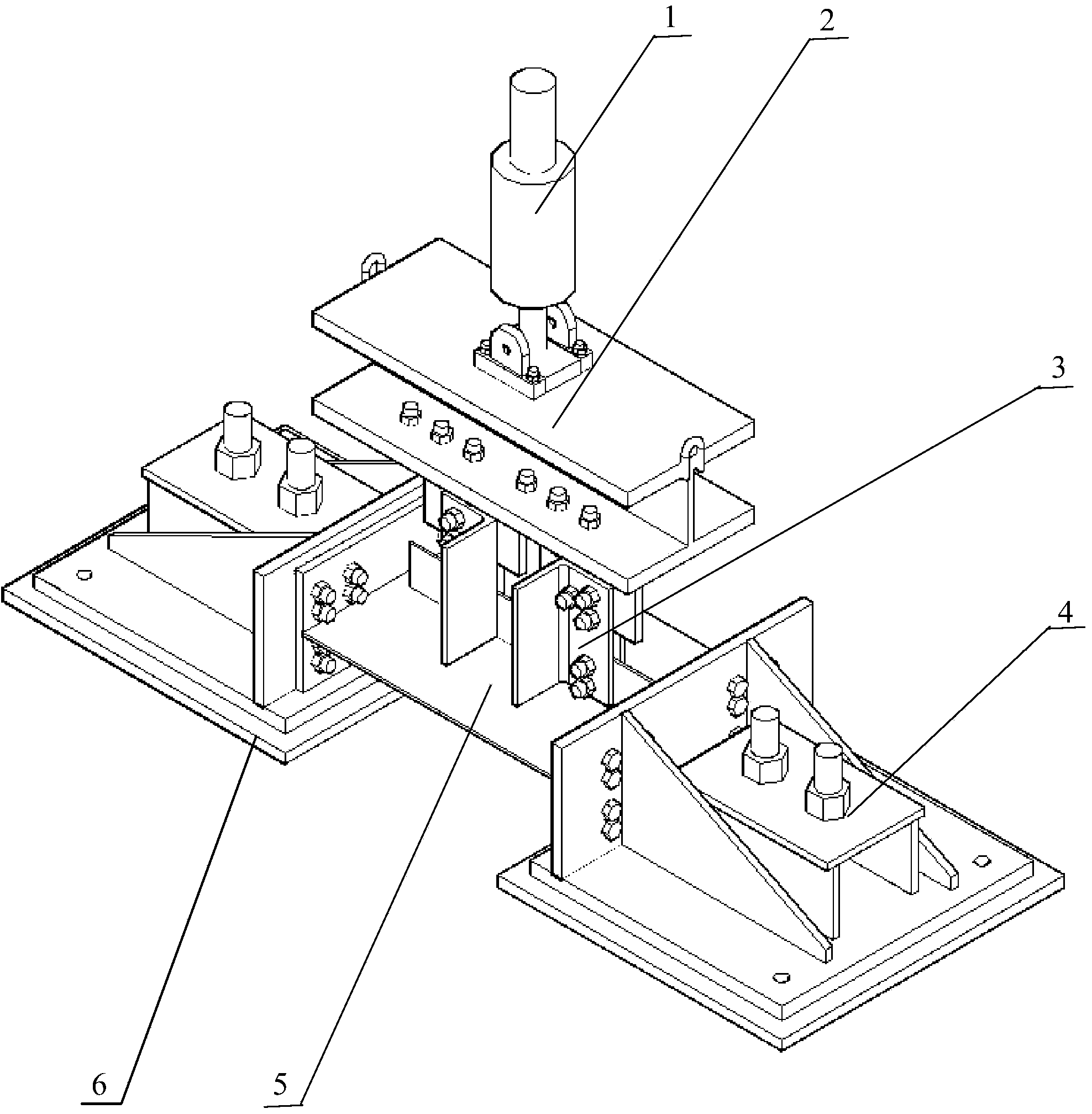 External deformation fatigue test loading device for web clearance plane between vertical stiffening rib and wing plate