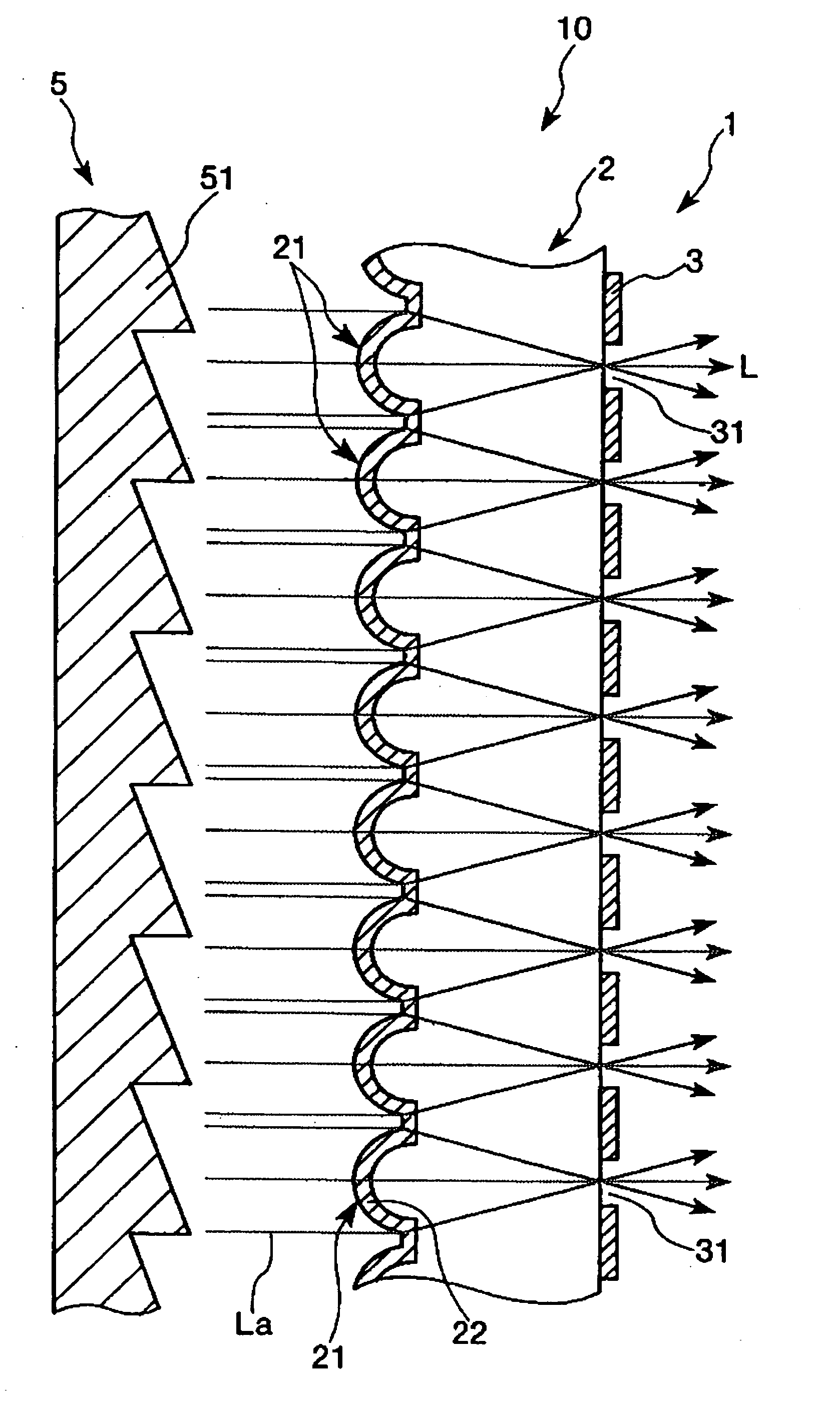 Member with concave portions, a method of manufacturing a member with convex portions, a transmission screen, and a rear projection