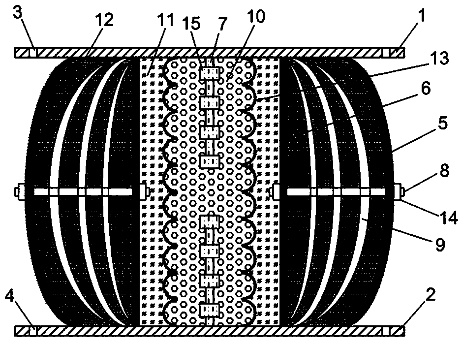 Coordinated friction damper with built-in combined energy dissipation steel plates