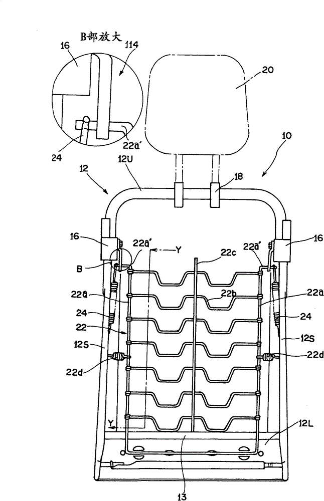 Seat back structure of vehicle seat and method for inhibiting head tremor damage for seat back of vehicle seat