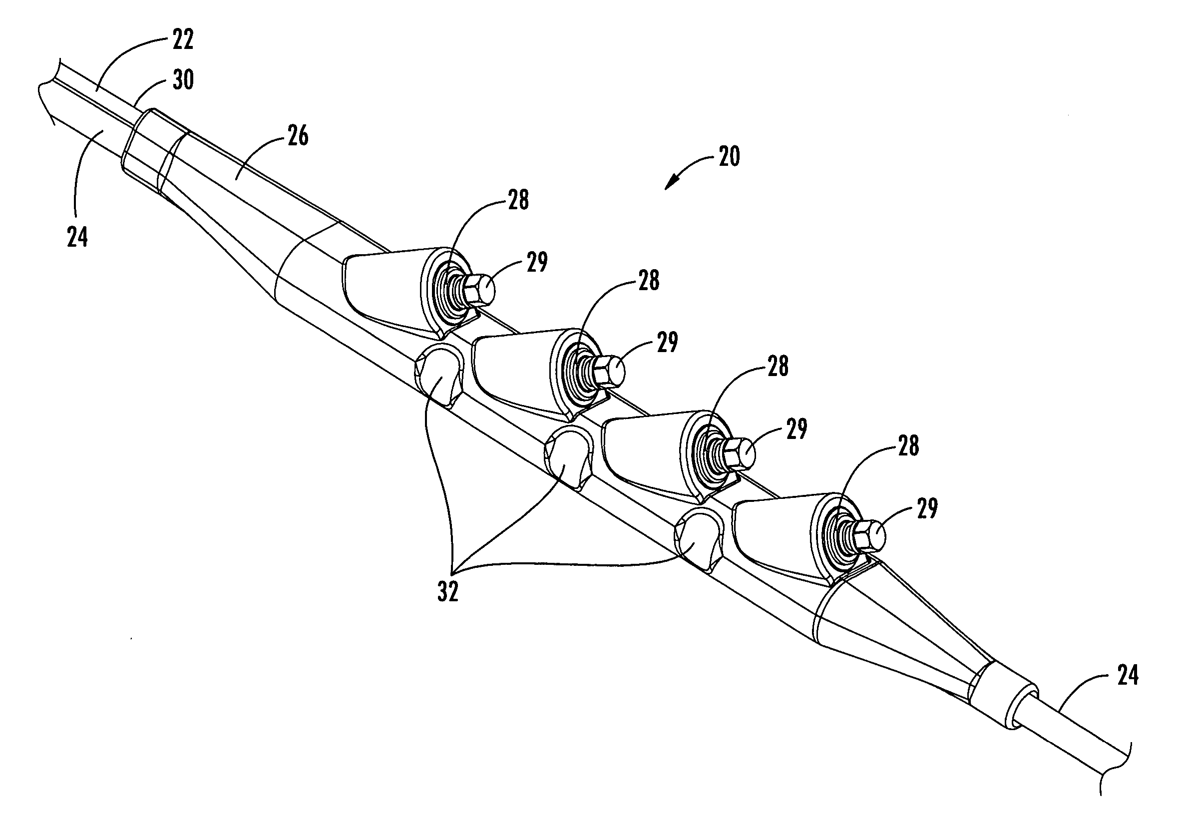 Adjustable tether assembly for fiber optic distribution cable