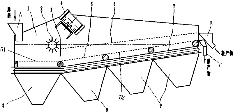 Heavy-media dry-method separator with vibration discharge function