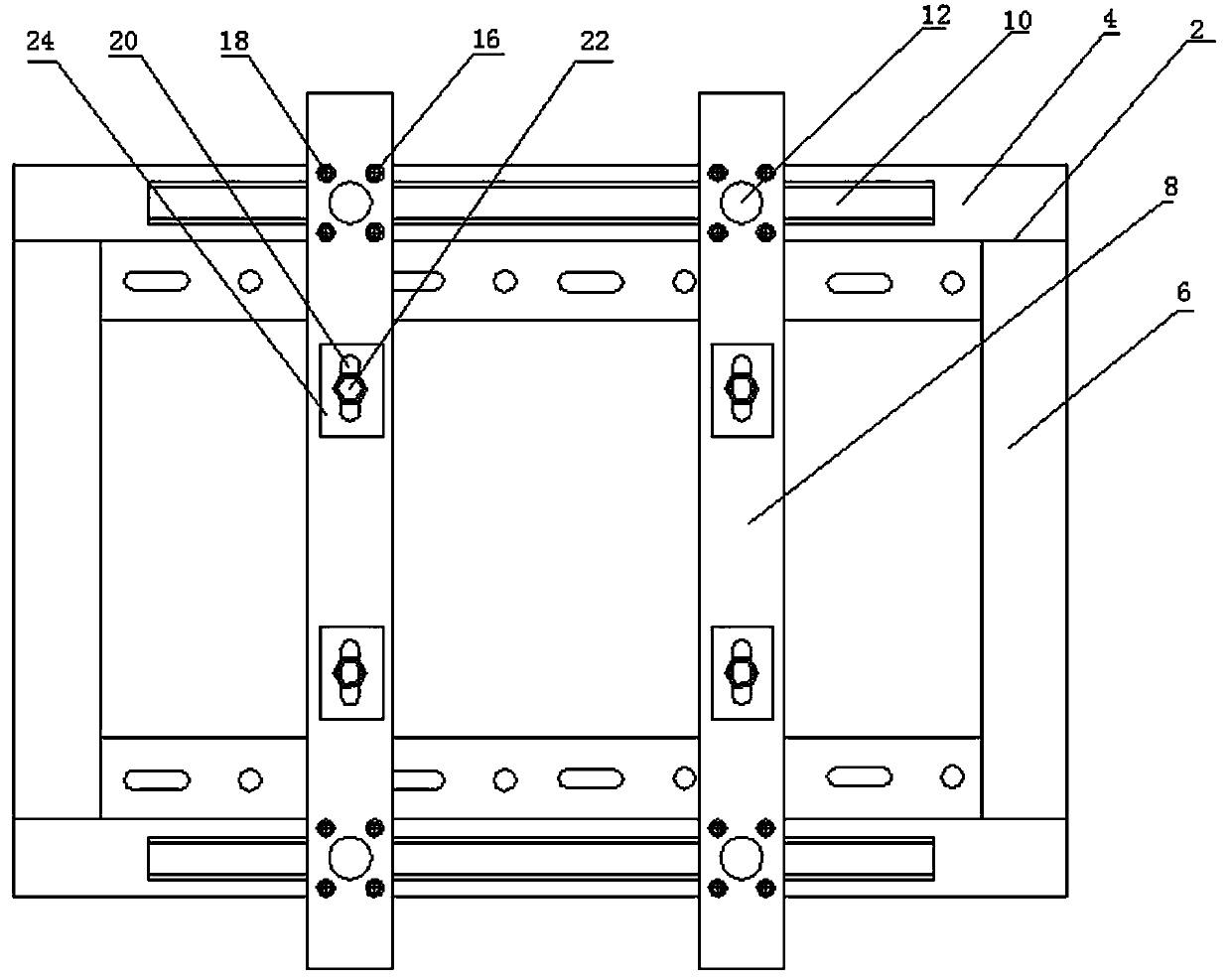 Television wall hanging support with adjustable installment gap