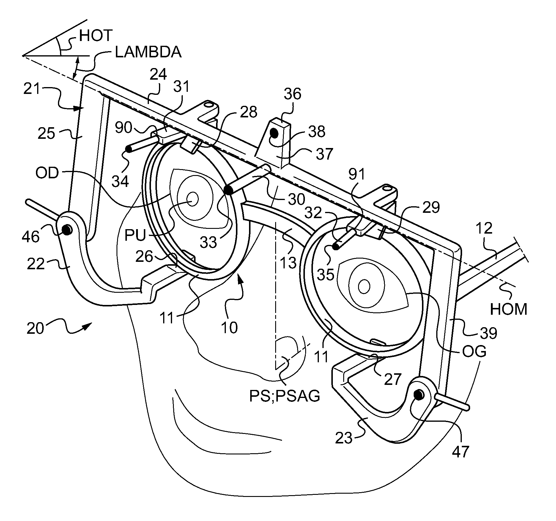 Method of measuring at least one geometrico-physiognomic parameter for positioning a vision correcting eyeglass frame on the face of a wearer