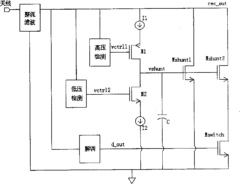 Limiting amplitude protection circuit used in non-contact IC card and radio frequency identification label