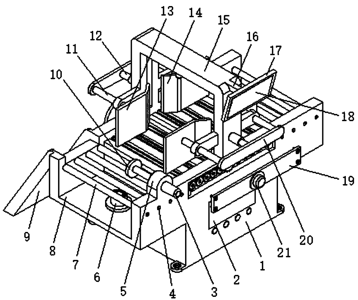 Packaging device for molding processing system of packaging cartons