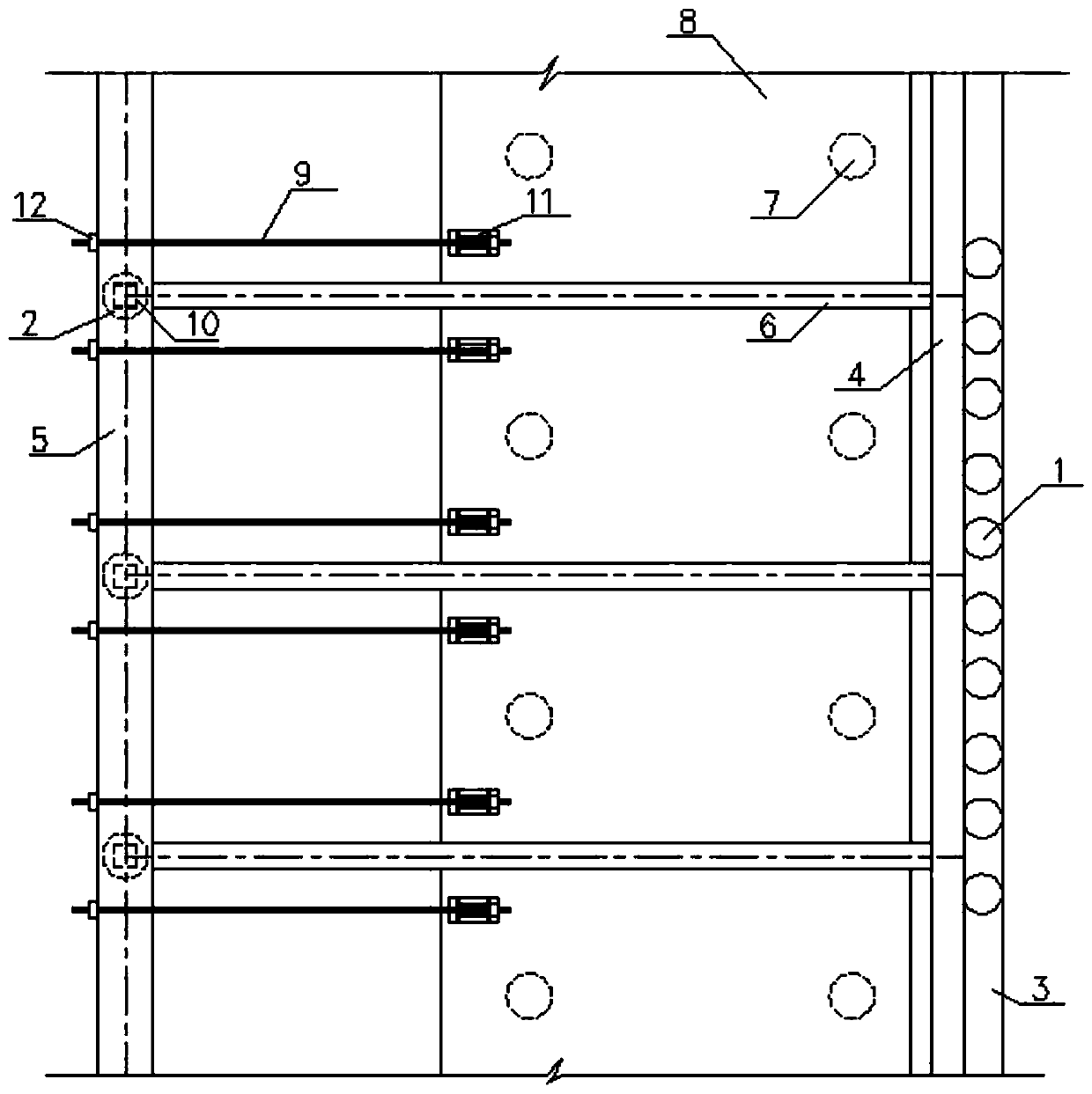 A kind of anti-pull diagonal bracing structure for high pier used for foundation pit support