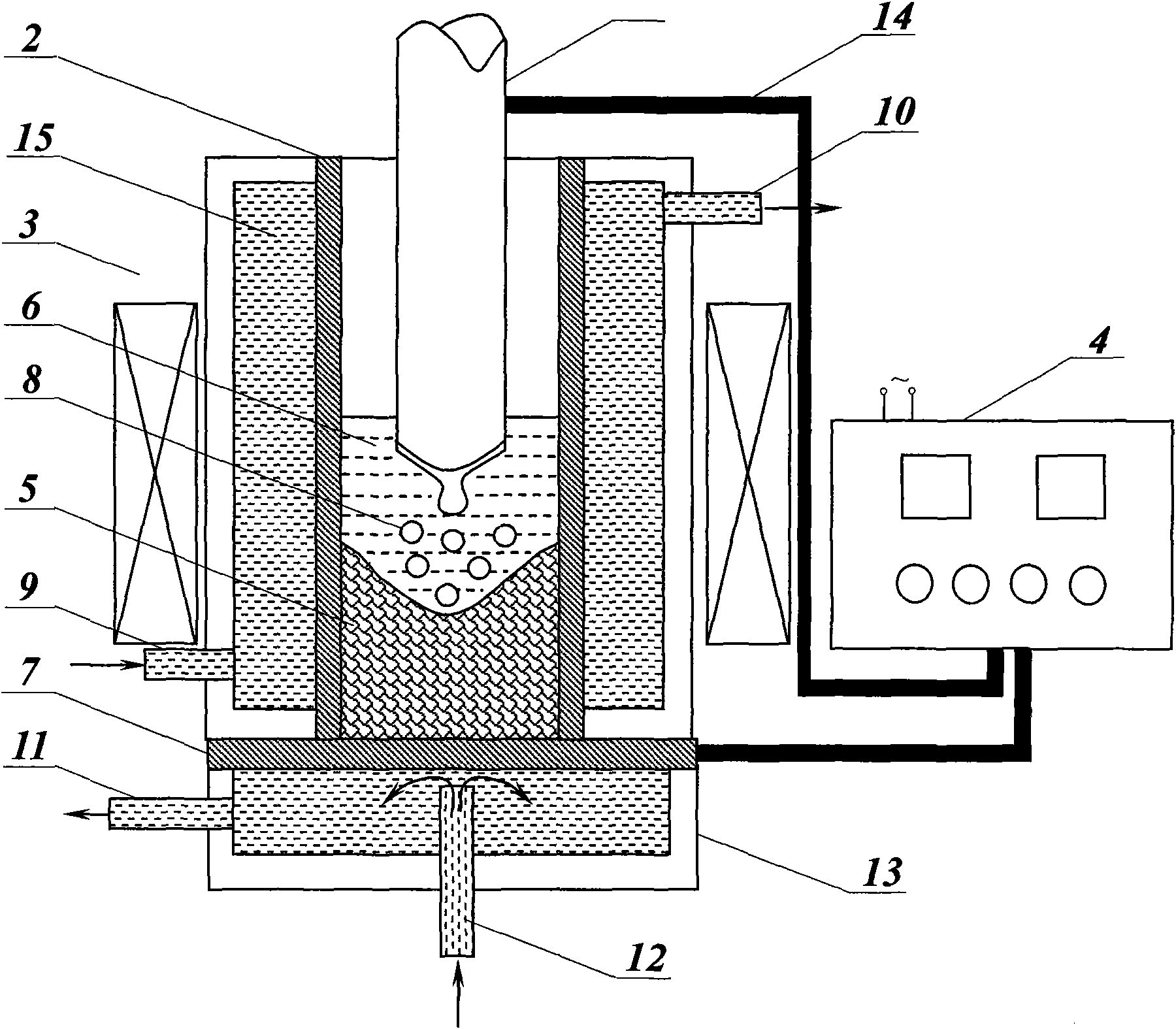 Method for magnetic control electroslag remelting and high-efficiency refining high temperature alloy and device therefor