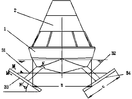 Water-surface monomer unmanned wing planing boat with two hydraulic propellers