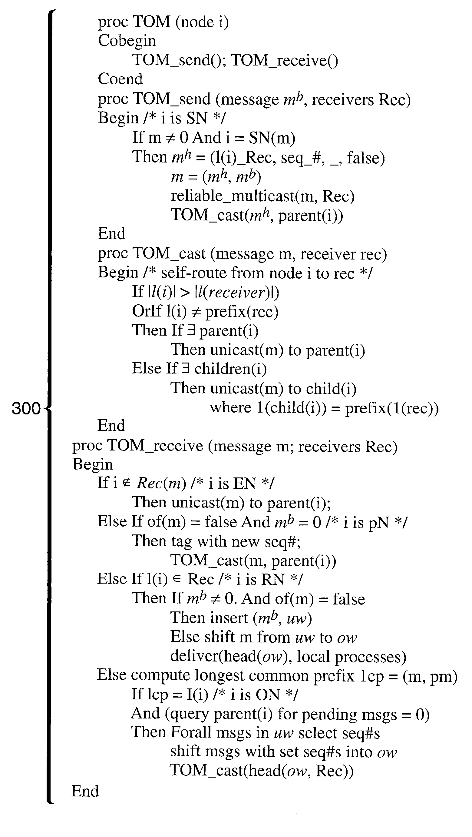 Tree-based ordered multicasting method