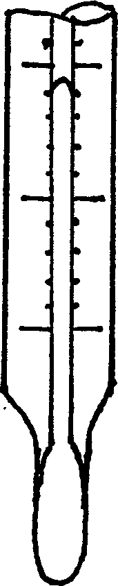 Production of non-mercury clinical thermometer and liquid alloy temperature carrier therefor