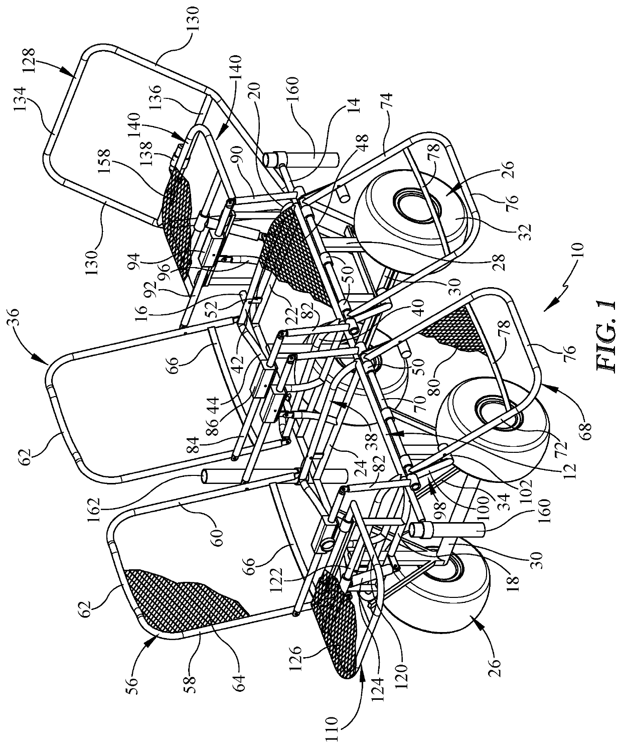 Transport cart with reclining chairs