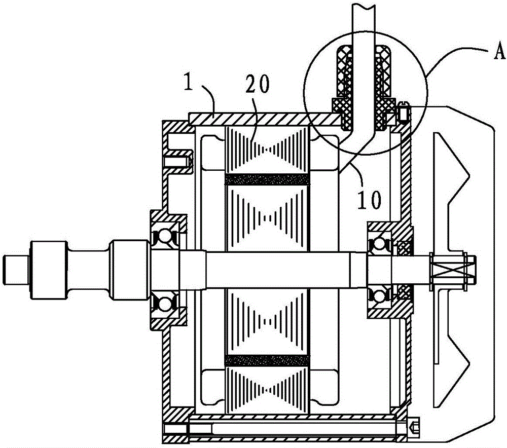 Waterproof sealing device for motor casing outlet