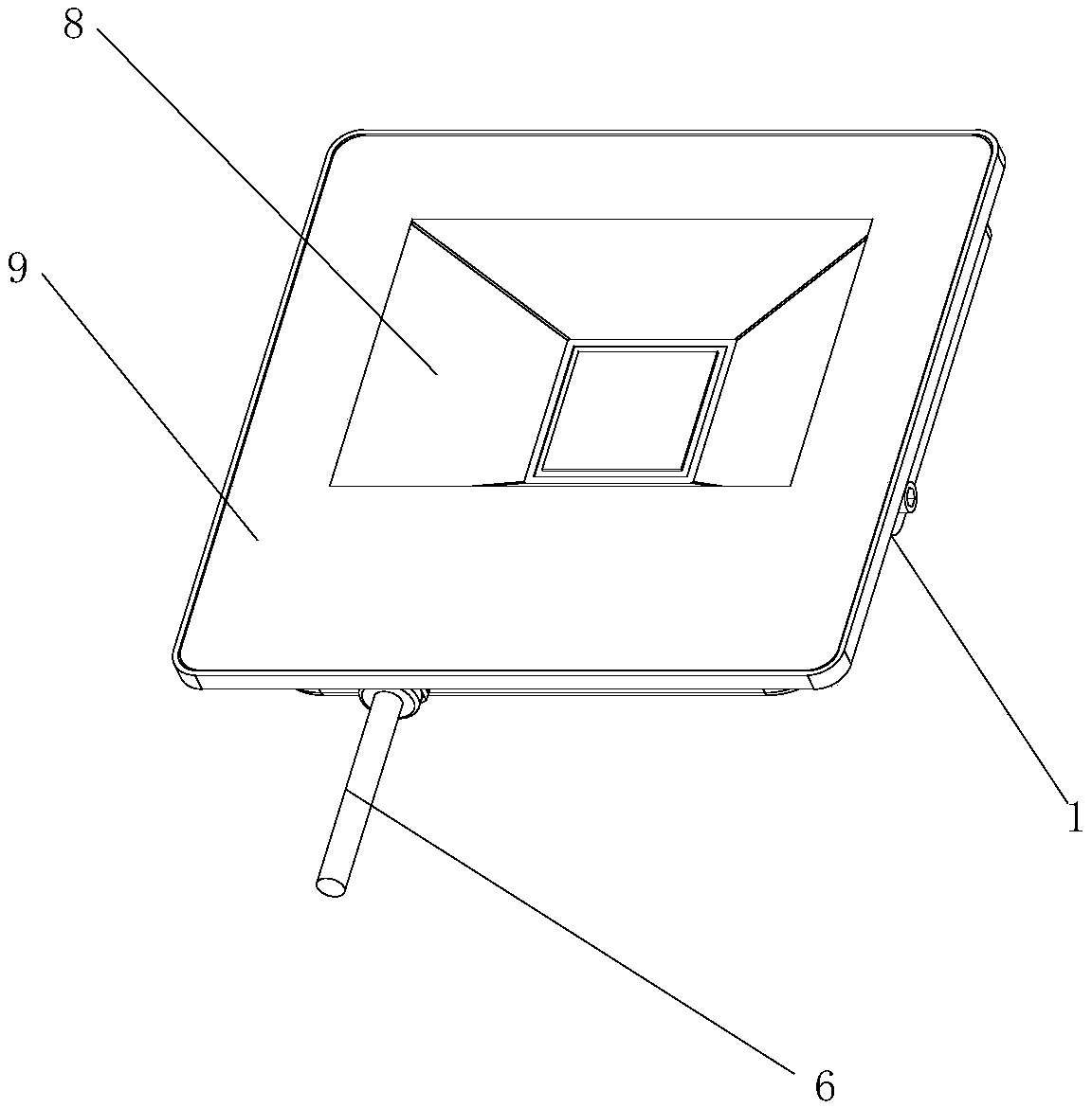 Low-glare LED floodlight with uniform light-emitting function