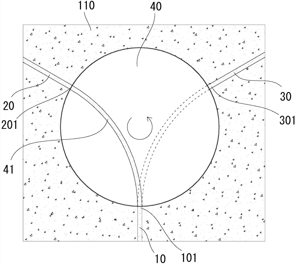 Rotary rail reversing device and rail with reversing device