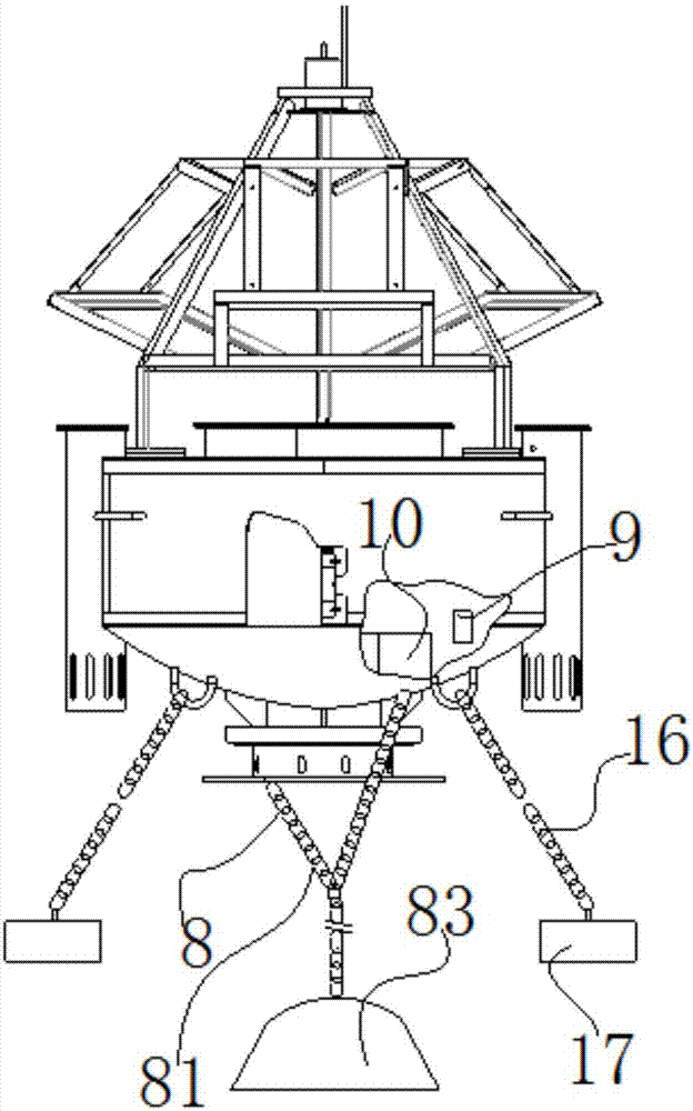 Water quality online detection buoy station of high-drop limit water level river