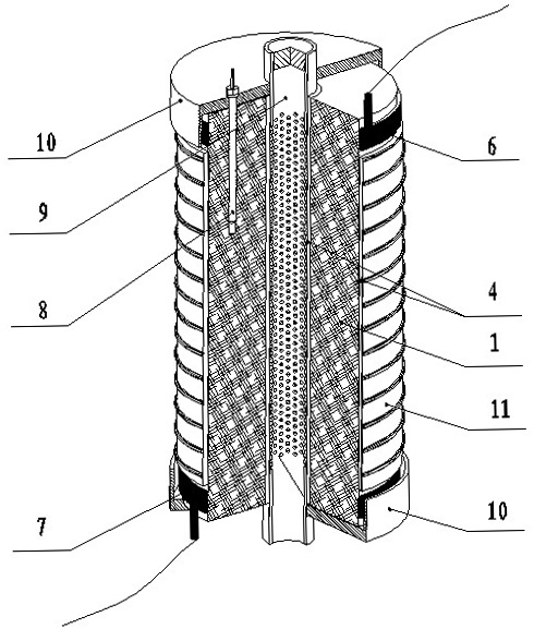 Electrothermic purifying filter element for treating high-air-quantity VOCs (volatile organic chemicals) waste gas