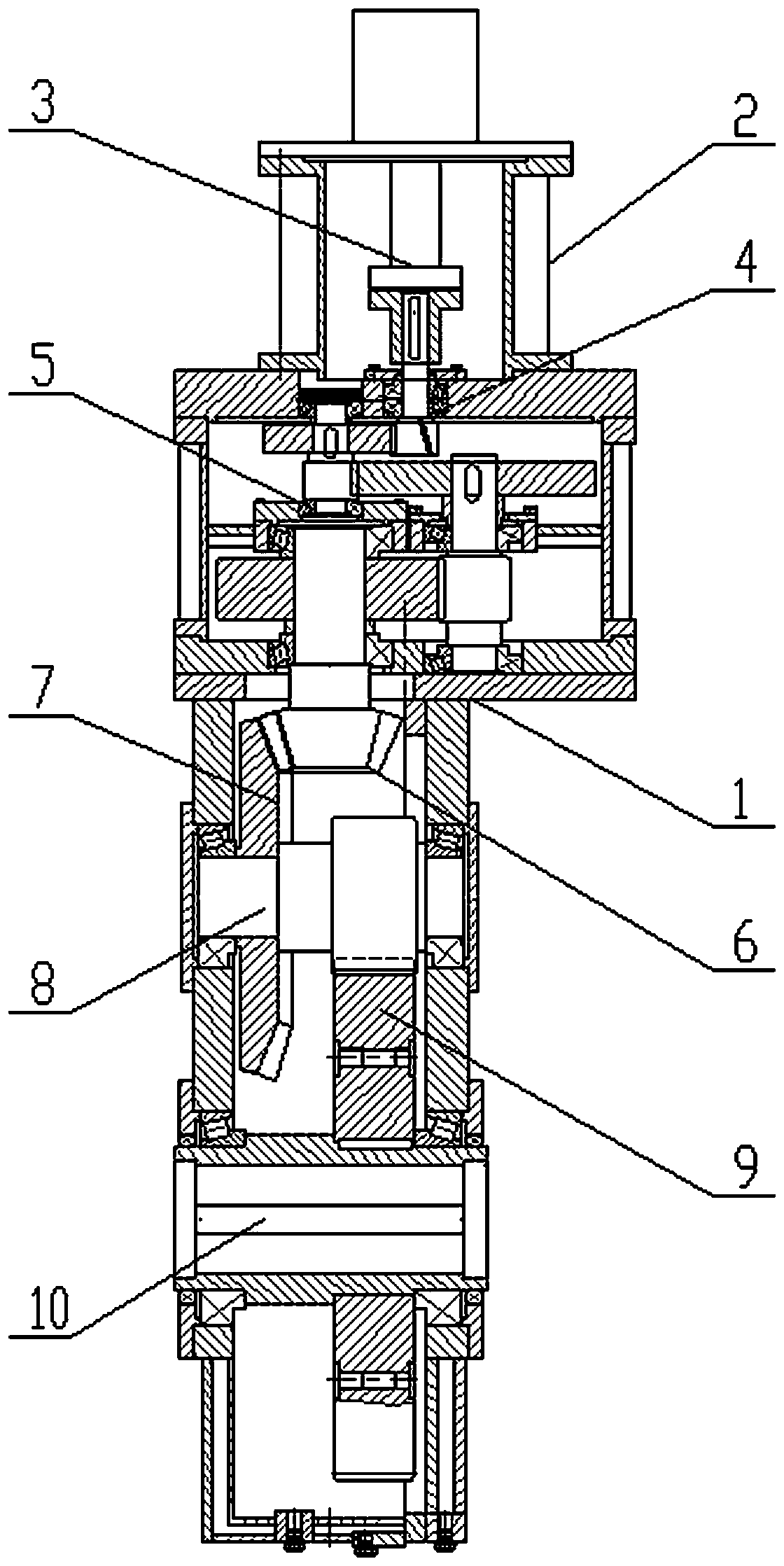 Large torque reduction box for withdrawal and straightening machine