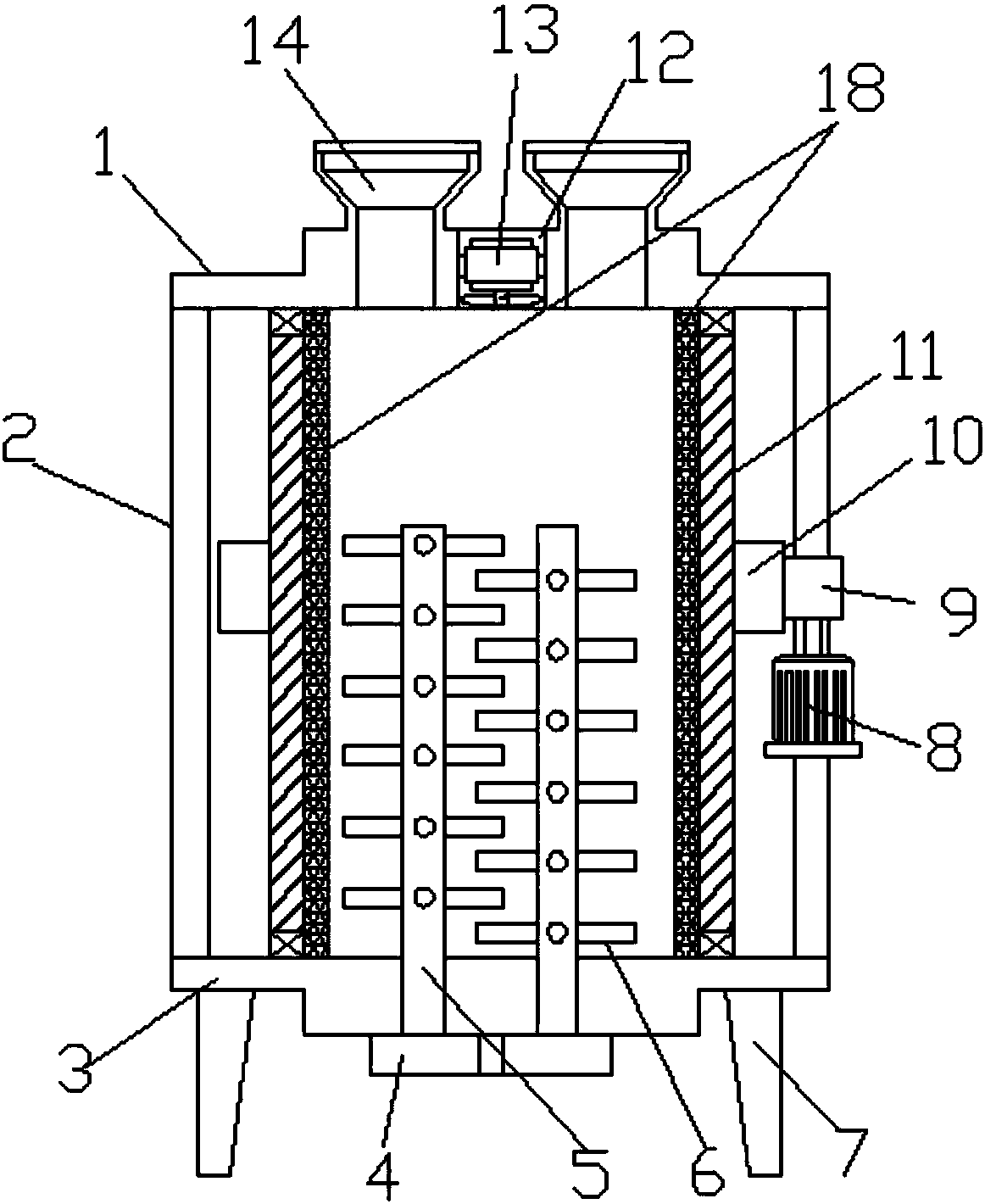 Pig feed beneficial to pig growth and processing device thereof