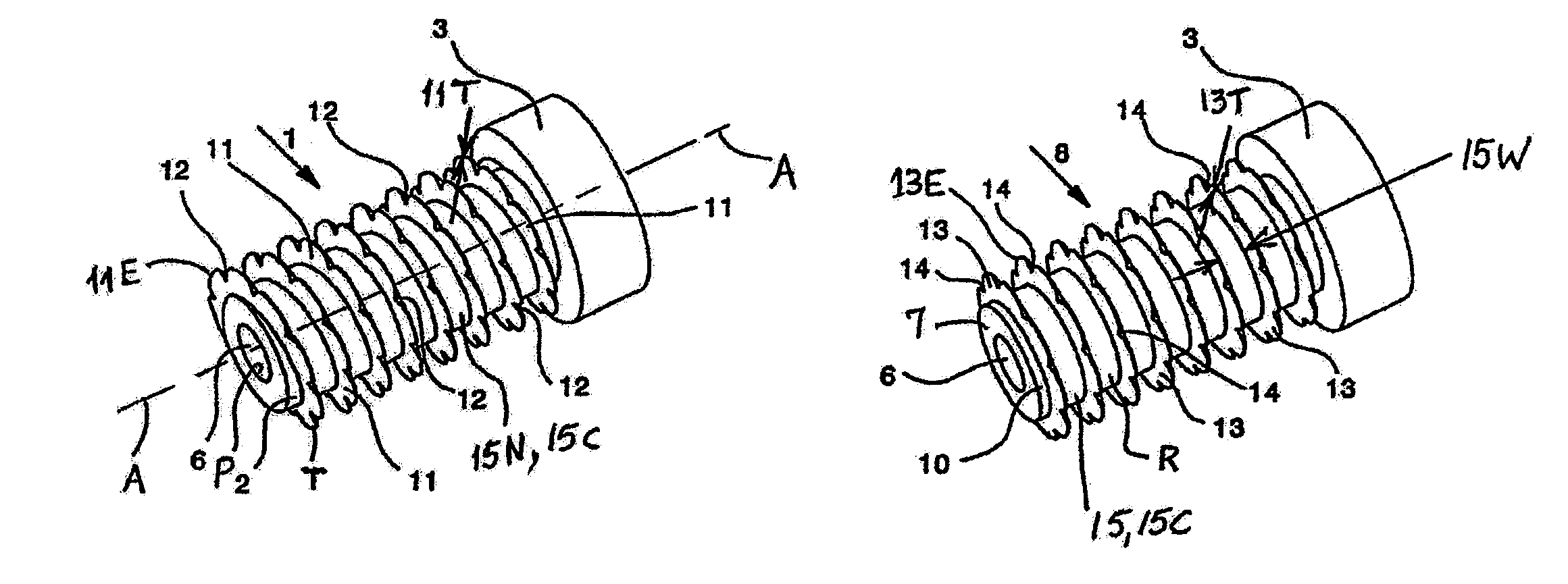 Hollow bolt comprising a longitudinal bore