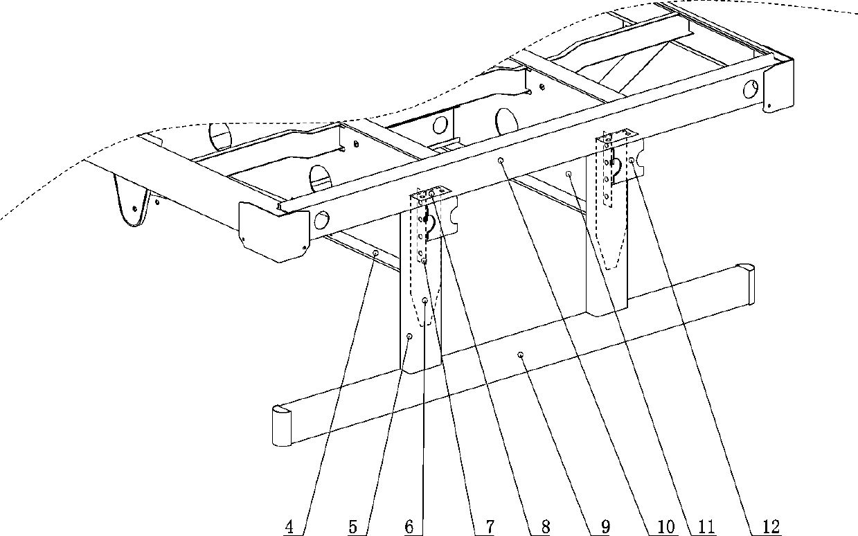 Assembled semi-trailer rear protection net structure and assembling method